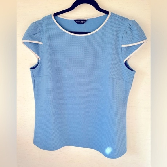 4/$20 Dorothy Perkins  NWT white lined puff short sleeve blue top- Size 14 - Picture 6 of 12